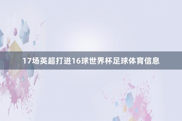 17场英超打进16球世界杯足球体育信息