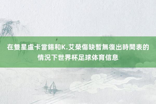 在雙星盧卡當錫和K.艾榮傷缺暫無復出時間表的情況下世界杯足球体育信息