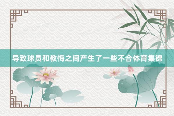 导致球员和教悔之间产生了一些不合体育集锦
