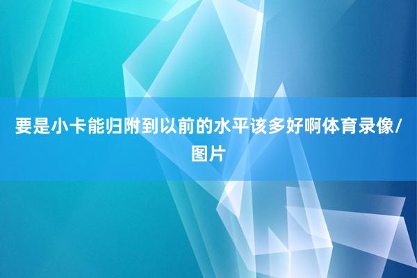要是小卡能归附到以前的水平该多好啊体育录像/图片
