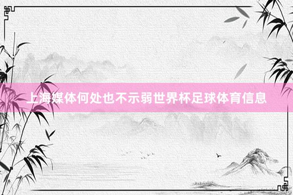上海媒体何处也不示弱世界杯足球体育信息