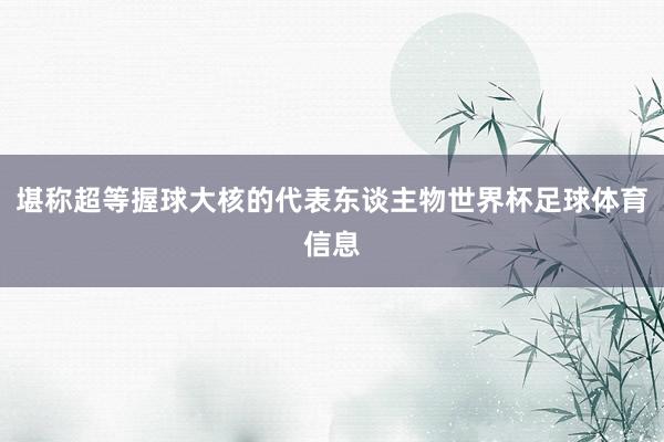 堪称超等握球大核的代表东谈主物世界杯足球体育信息