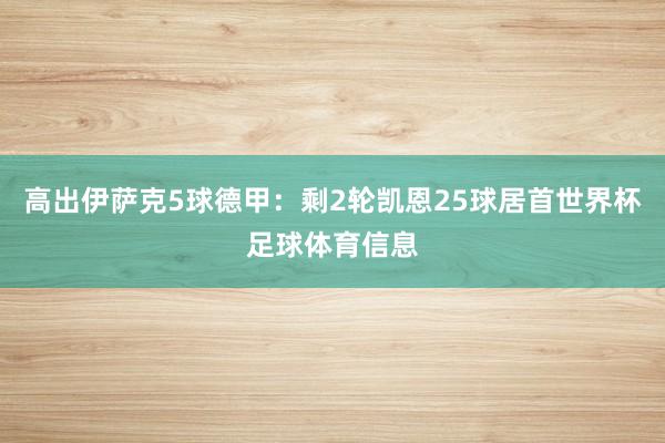高出伊萨克5球德甲：剩2轮凯恩25球居首世界杯足球体育信息