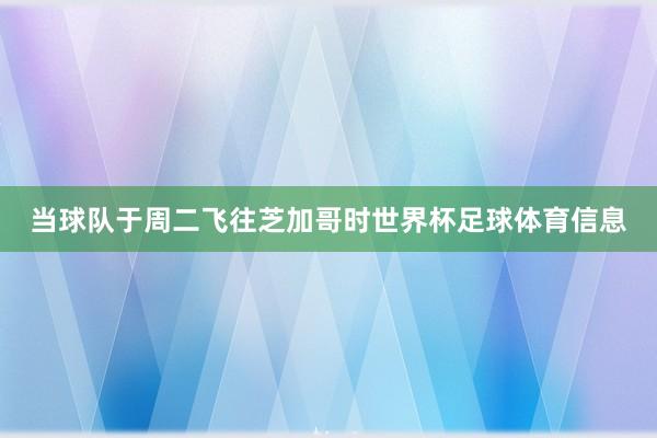 当球队于周二飞往芝加哥时世界杯足球体育信息