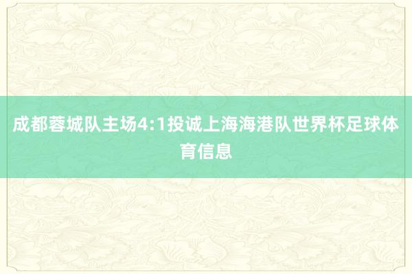 成都蓉城队主场4:1投诚上海海港队世界杯足球体育信息