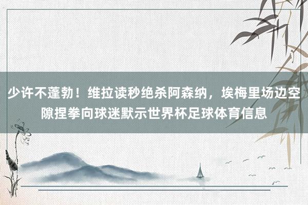 少许不蓬勃！维拉读秒绝杀阿森纳，埃梅里场边空隙捏拳向球迷默示世界杯足球体育信息
