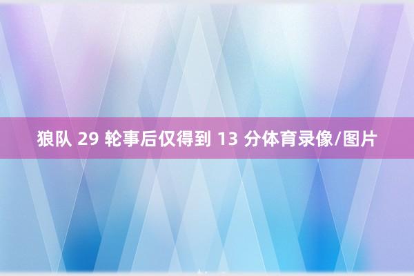 狼队 29 轮事后仅得到 13 分体育录像/图片