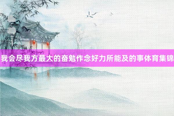 我会尽我方最大的奋勉作念好力所能及的事体育集锦