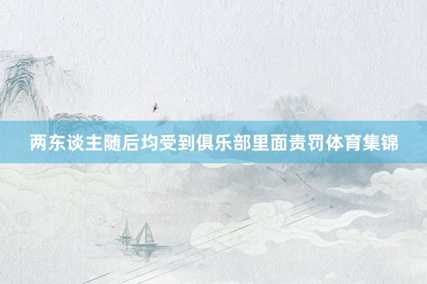 两东谈主随后均受到俱乐部里面责罚体育集锦